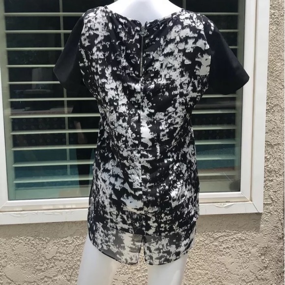 CYNTHIA ROWLEY Black& White ShortSleeve Top SzXS - Picture 7 of 8